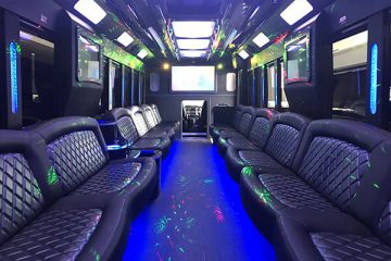 Party bus with plush leather seating