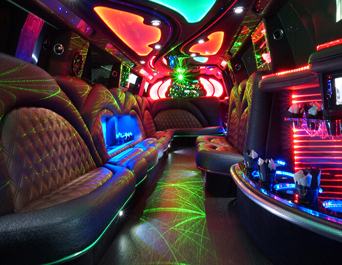 Party bus with colorful led lighting